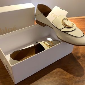 Chloe White Leather Loafers size 40
